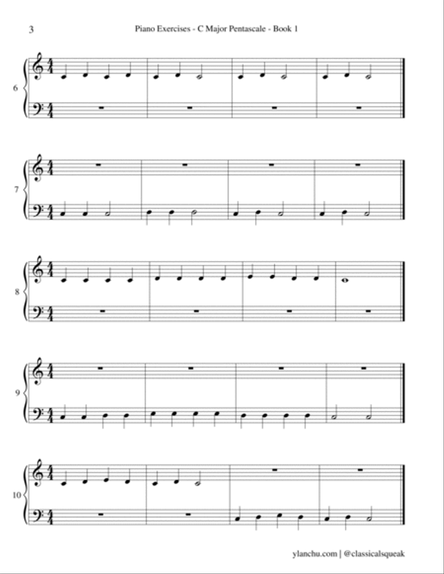 Beginner Piano Exercises - Sight Reading C Major Pentascale Book 1 (Digital PDF Download) Piano Method scores gallery preview page 4