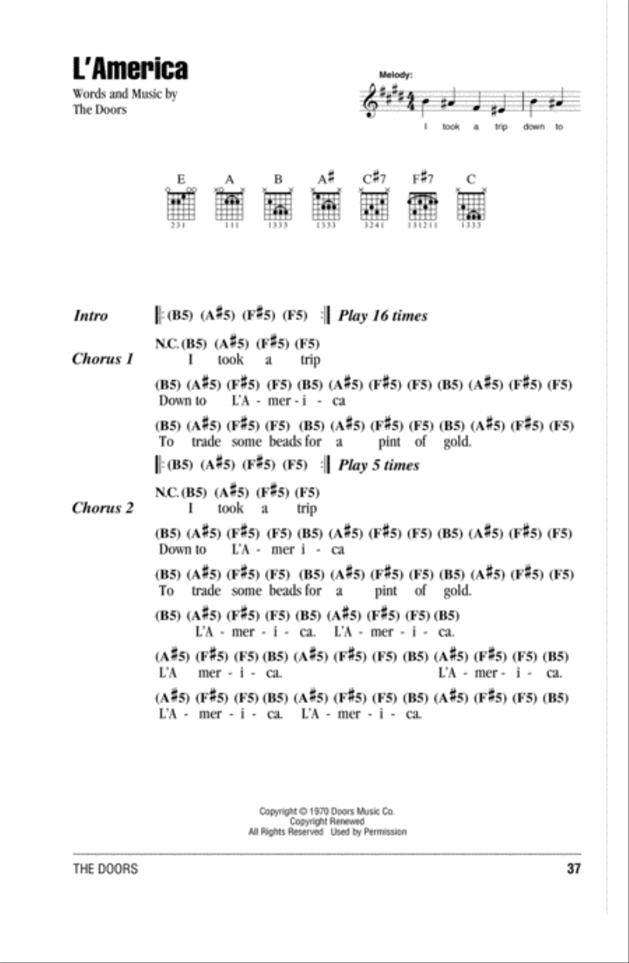 L'America L'America Acoustic Guitar scores gallery preview page 1