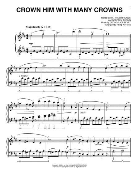 Crown Him With Many Crowns [Classical version] (arr. Phillip Keveren)
