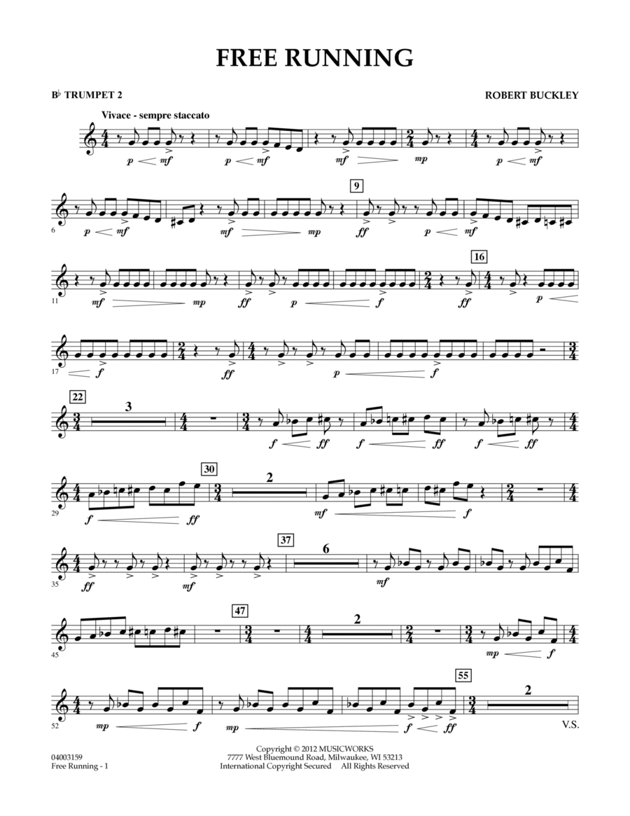 Free Running - Bb Trumpet 2 Concert Band scores gallery preview page 1