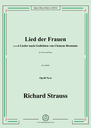 Book cover for Richard Strauss-Lied der Frauen,in c minor,Op.68 No.6,for Voice and Piano