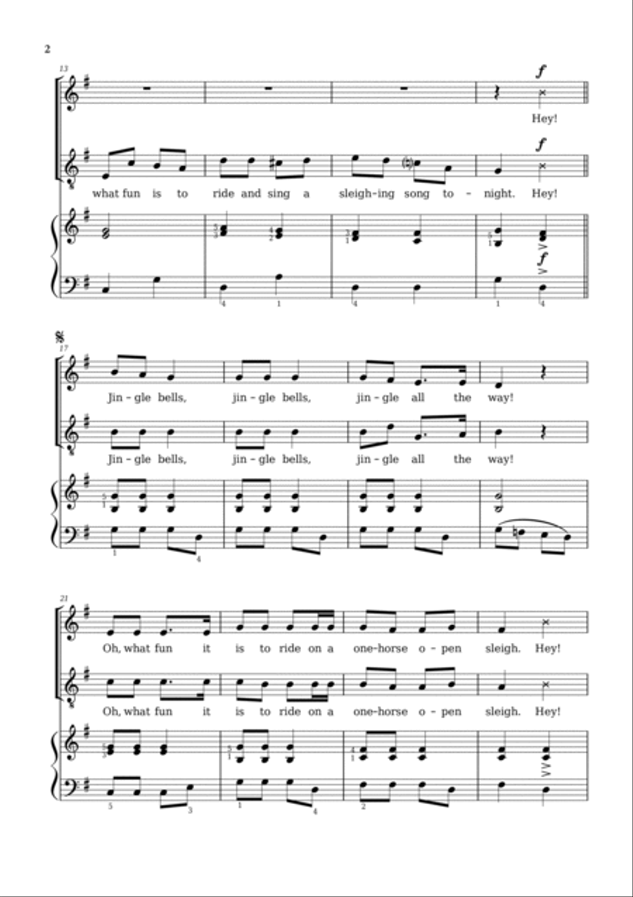 Jingle Bells 2-Part scores gallery preview page 2