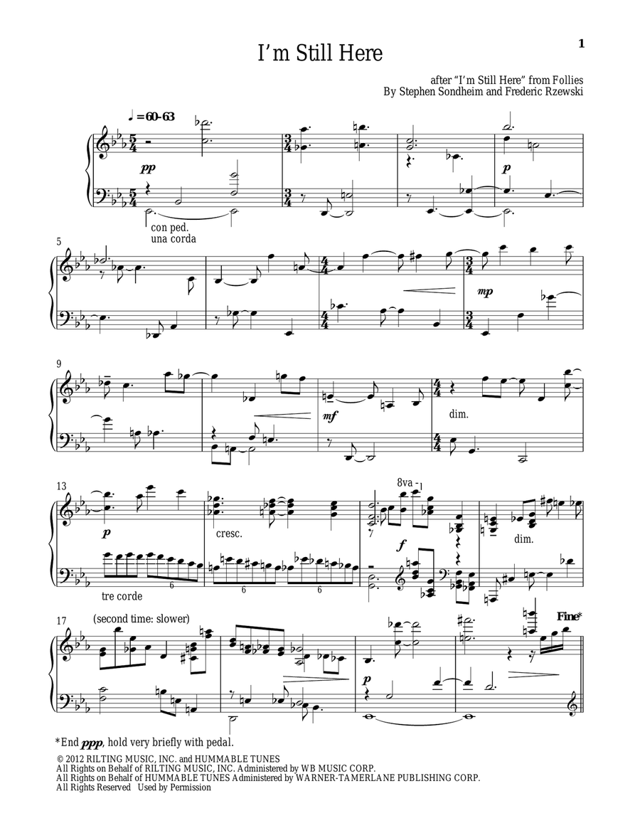 I'm Still Here I'm Still Here Piano Solo scores gallery preview page 1