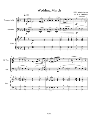 Book cover for Wedding March (Trumpet and Trombone Duet) with optional piano accompaniment