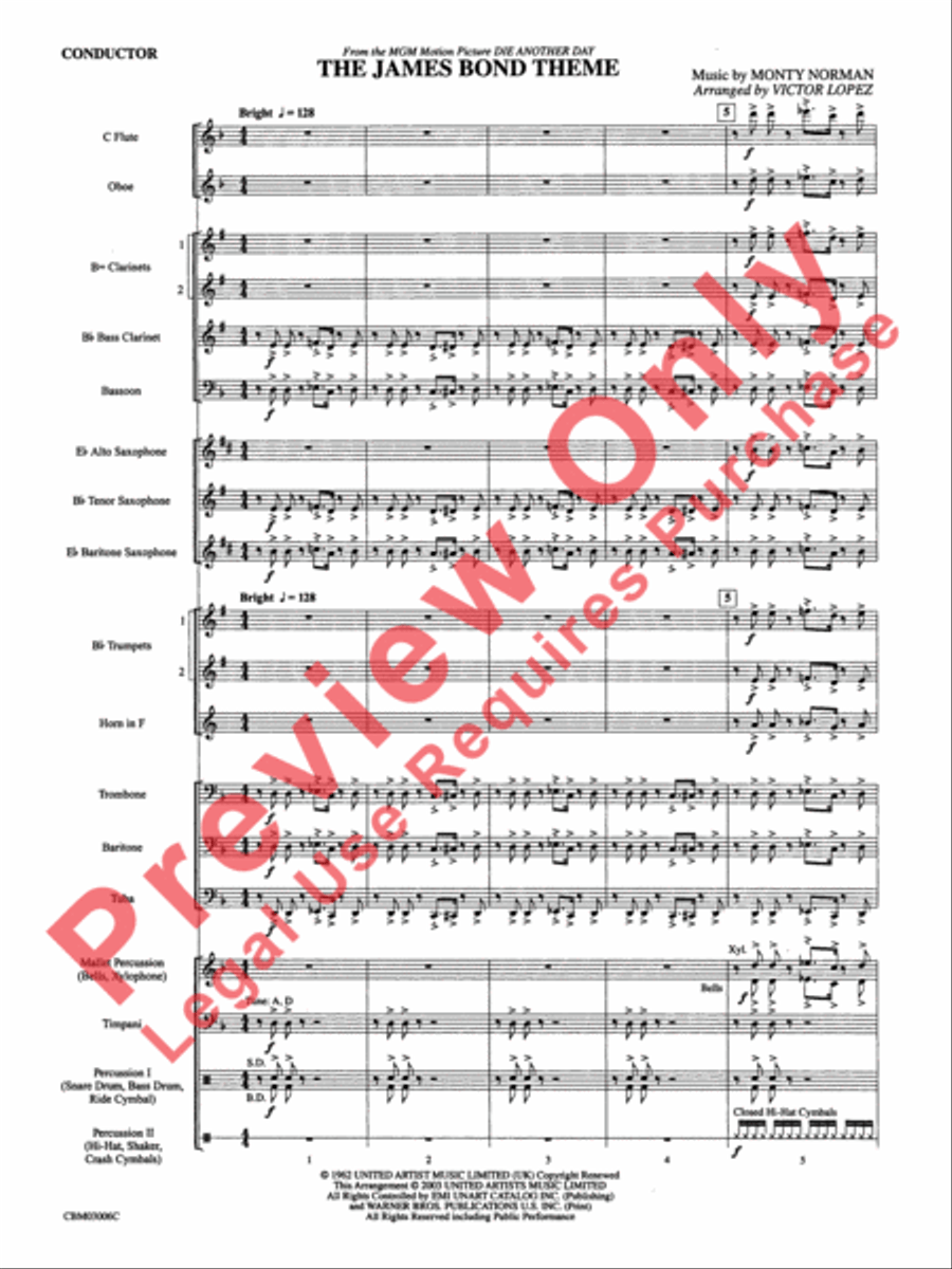 The James Bond Theme (from Die Another Day) Concert Band scores gallery preview page 4