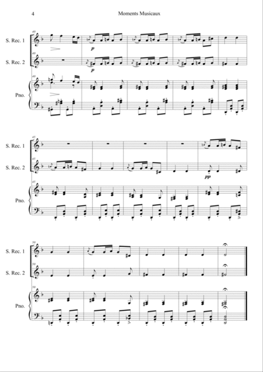 Moments Musicaux No.3 in Dm Recorder scores gallery preview page 4