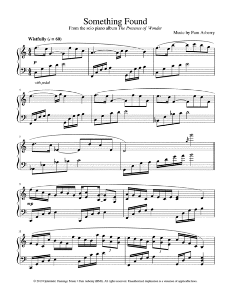 Something Found Piano Solo scores gallery preview page 1