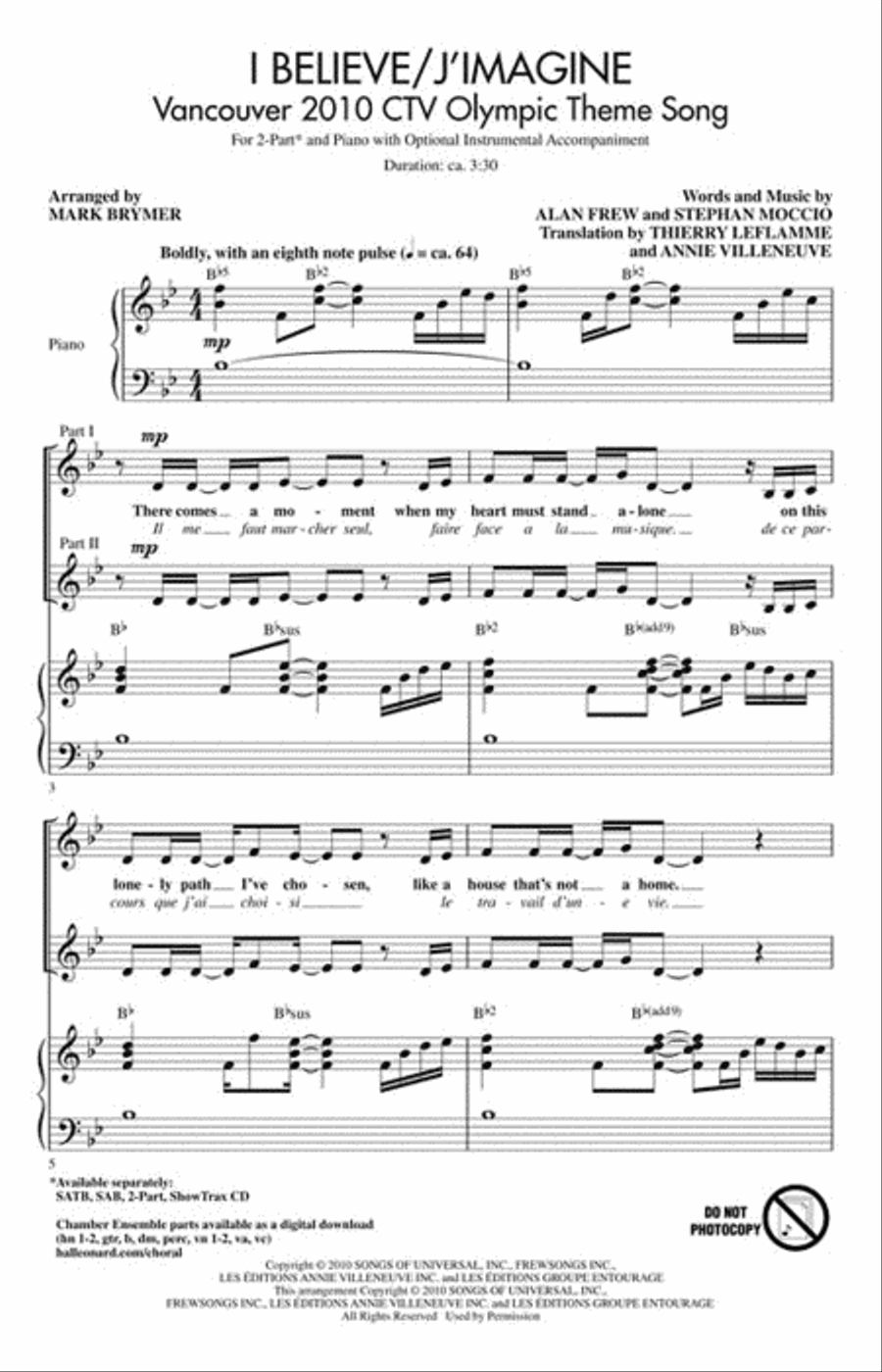 I Believe/J'Imagine 2-Part scores gallery preview page 2