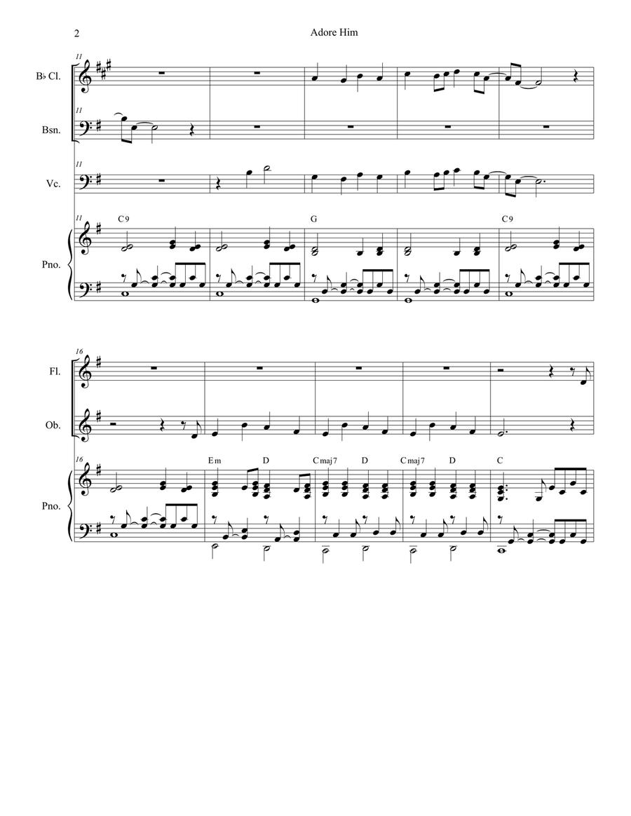 Adore Him Woodwind Quartet scores gallery preview page 2