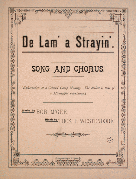 De Lam' a Strayin'. Song and Chorus