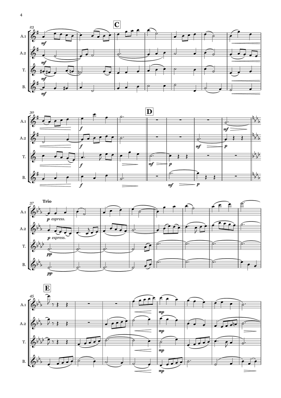 Princess Alexandra's Minuet (saxophone quartet) Saxophone Quartet scores gallery preview page 6