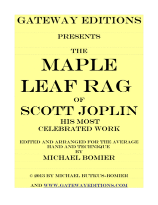 Maple Leaf Rag of Scott Joplin for Piano Solo