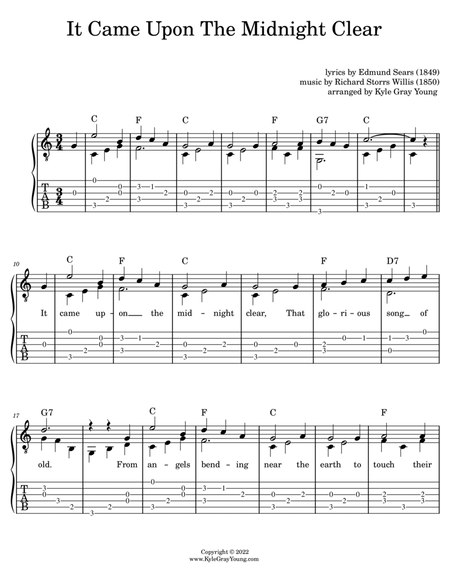 It Came Upon The Midnight Clear (easy fingerstyle guitar tablature) image number null