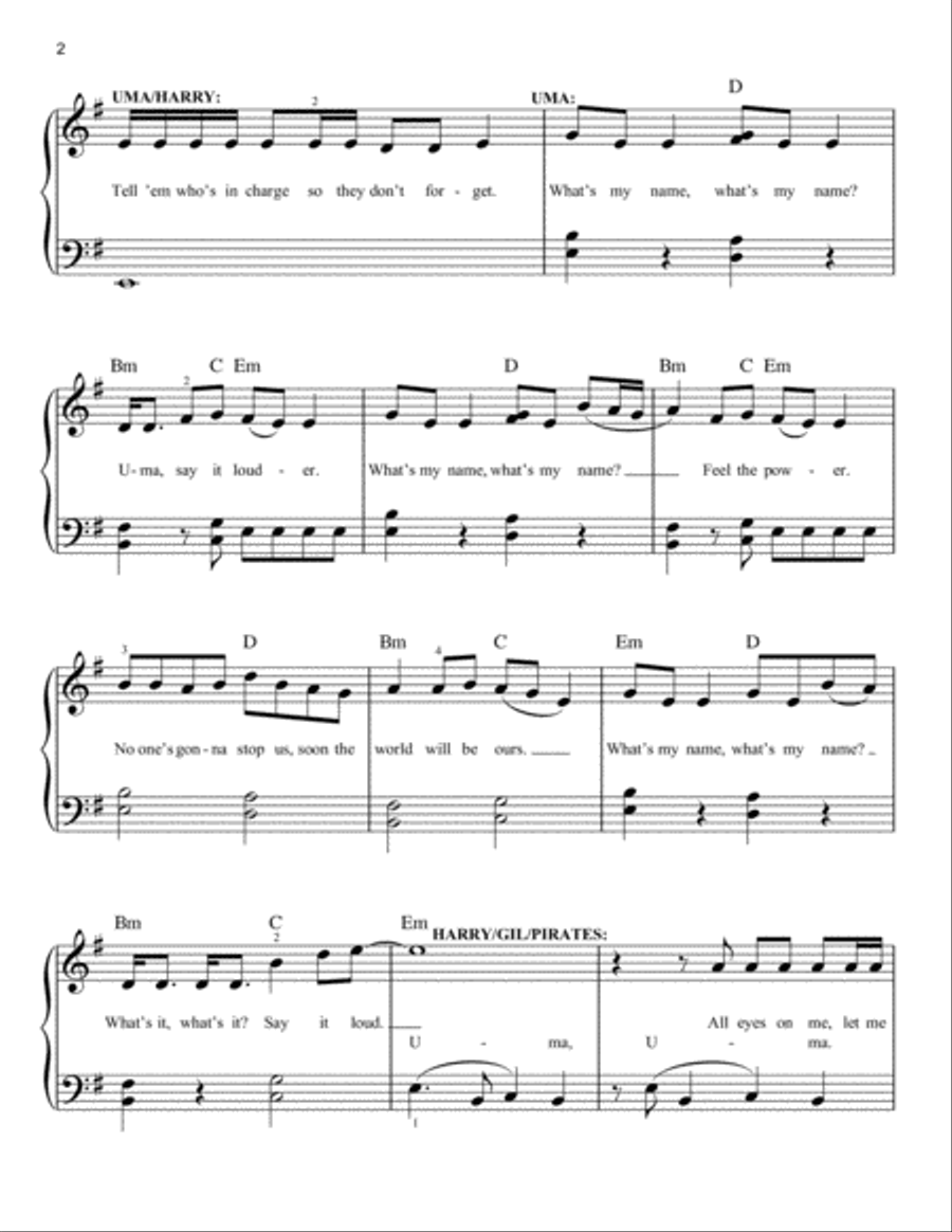 What's My Name (from Disney's Descendants 2) Easy Piano scores gallery preview page 2