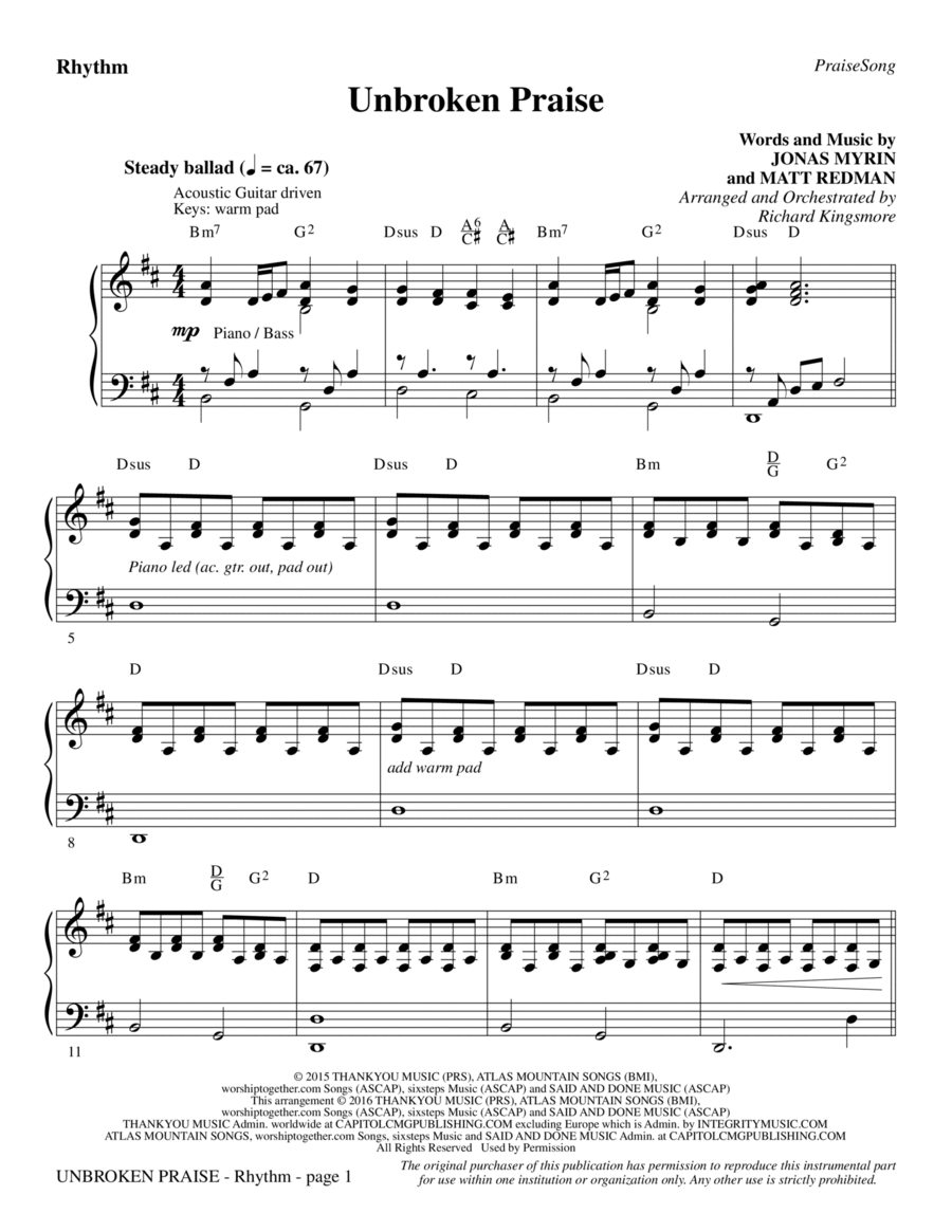 Unbroken Praise - Rhythm Choir scores gallery preview page 1