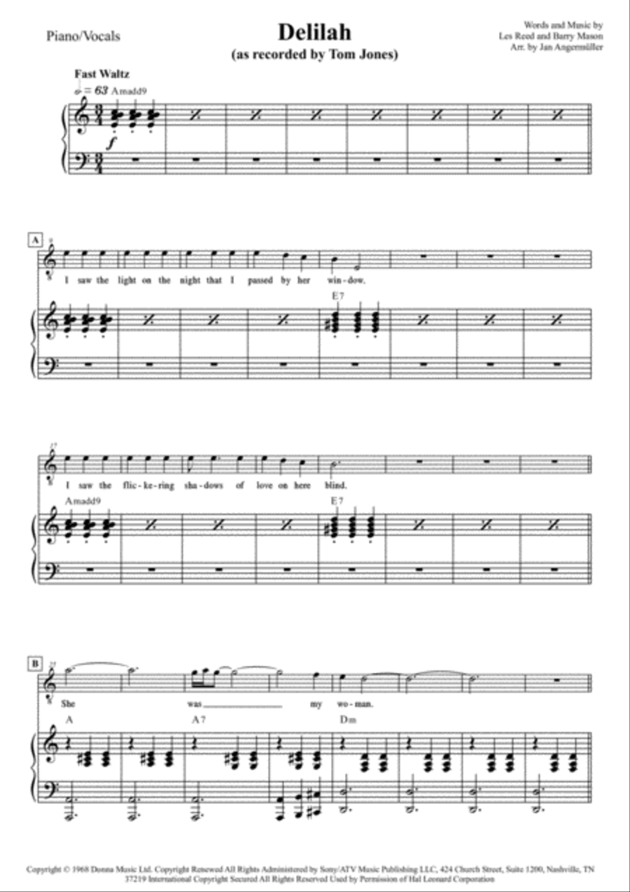 Delilah Tenor Voice scores gallery preview page 1