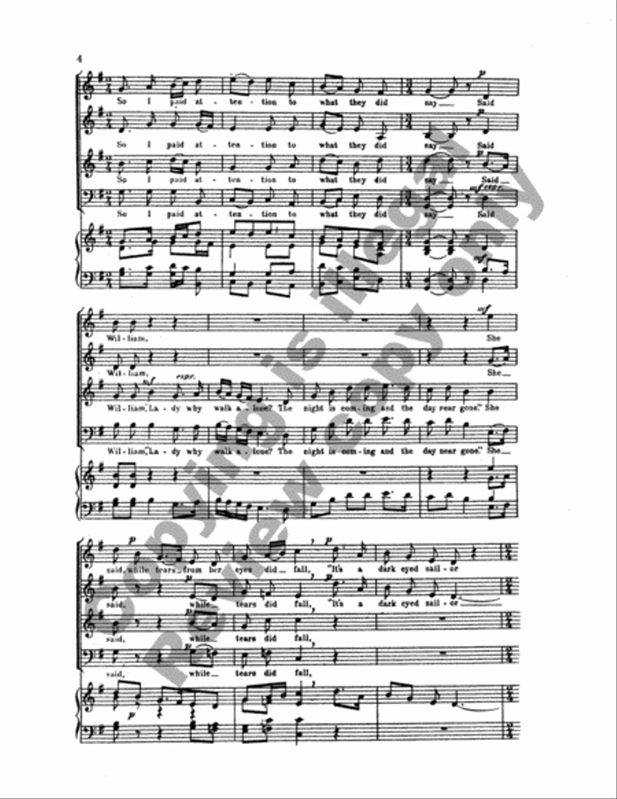 Five English Folk-Songs: 1. The Dark Eyed Sailor 4-Part scores gallery preview page 8