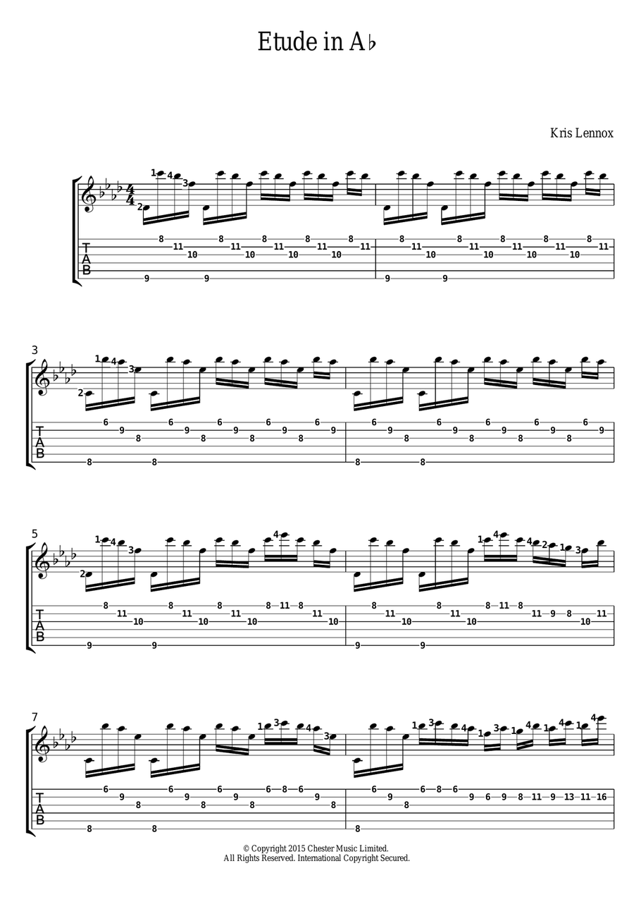 Etude In A Flat Classical Guitar scores gallery preview page 1