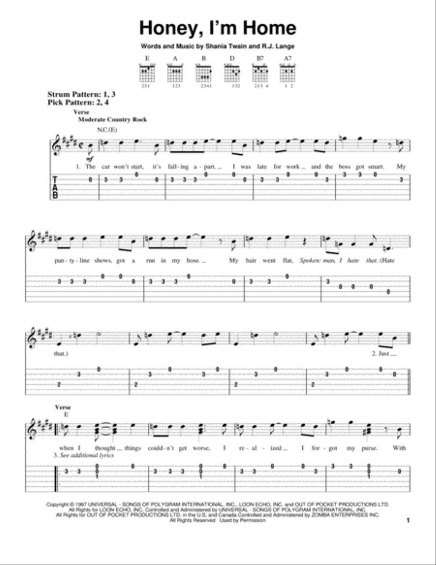 Honey, I'm Home Acoustic Guitar scores gallery preview page 1
