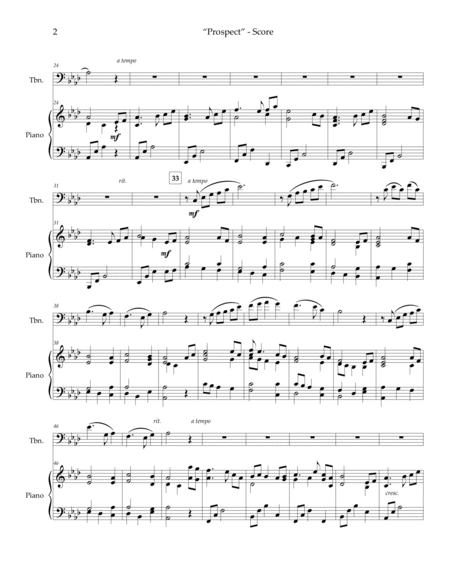 "Prospect" American hymn tune - trombone (euphonium, cello), piano image number null