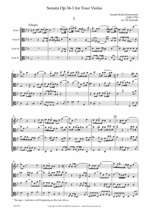 Book cover for Sonata Op.34-1 for Four Violas