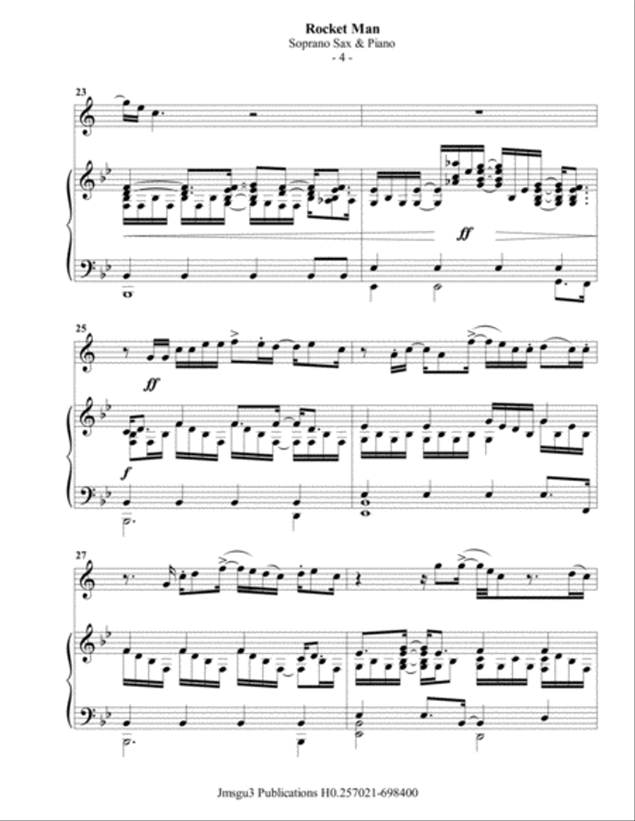 Rocket Man (I Think It's Gonna Be A Long Long Time) Soprano Saxophone scores gallery preview page 5