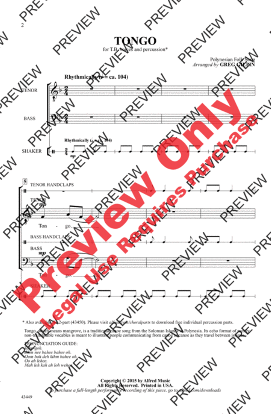Tongo Tongo Men's Choir scores gallery preview page 2