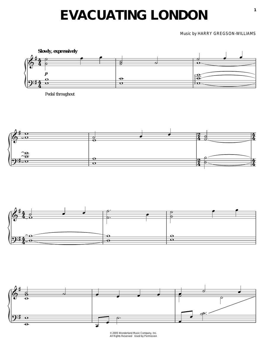 Evacuating London (from The Chronicles Of Narnia: The Lion, The Witch and The Wardrobe) Piano, Vocal, Guitar scores gallery preview page 1