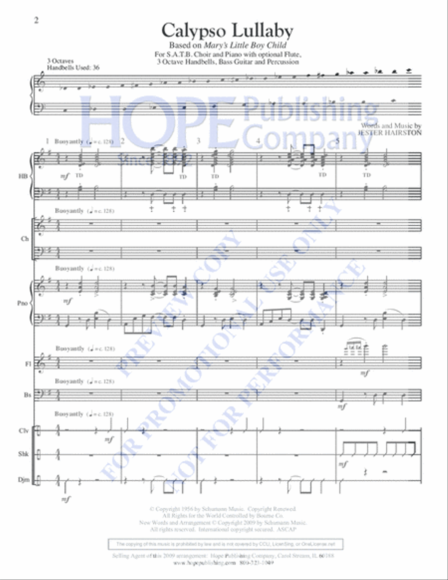 Calypso Lullaby Choir scores gallery preview page 2
