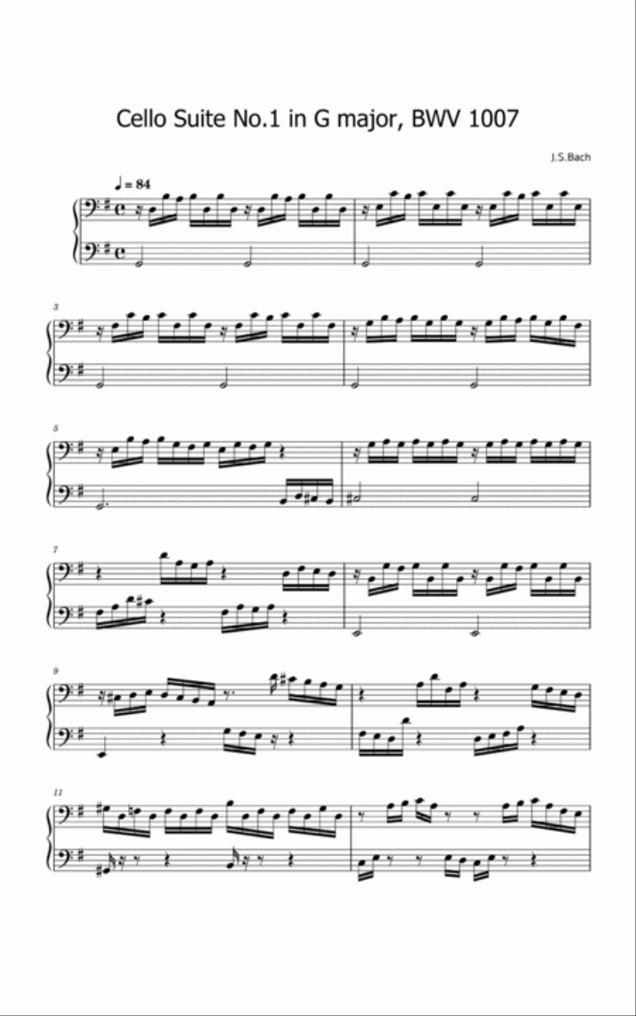 Bach Cello Suite Piano Cello scores gallery preview page 2