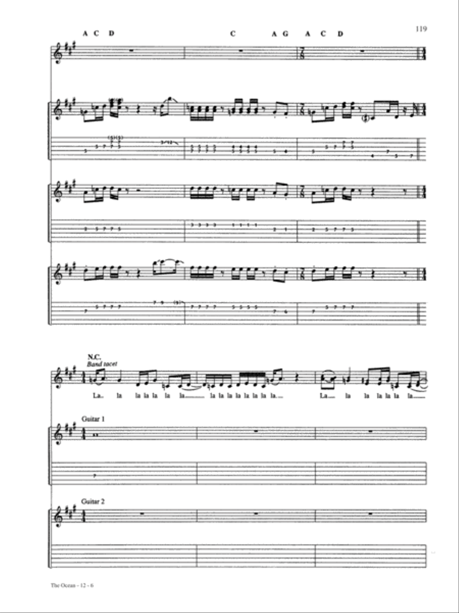 The Ocean Guitar Tablature scores gallery preview page 6