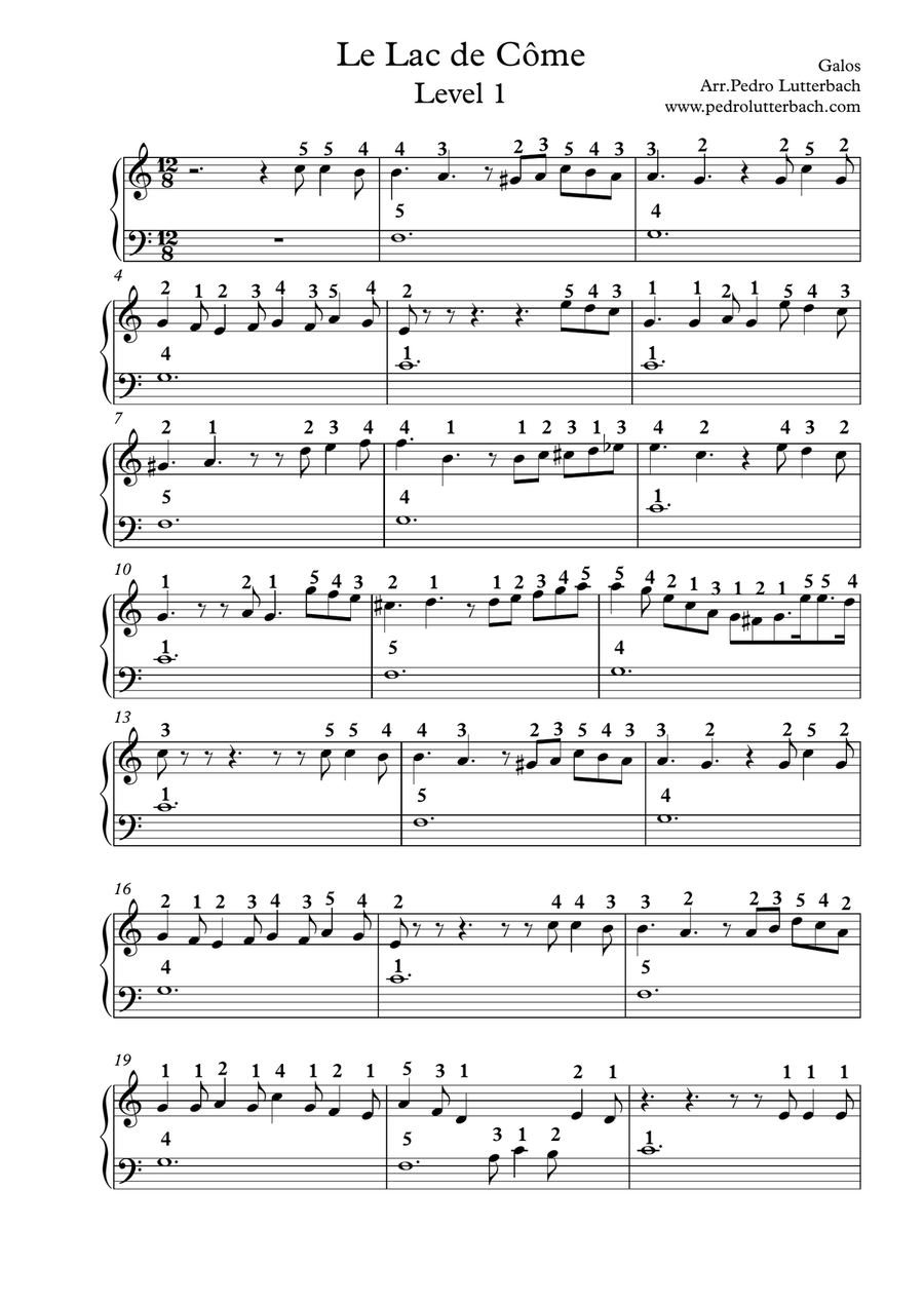 Le Lac de Come Easy Piano scores gallery preview page 1
