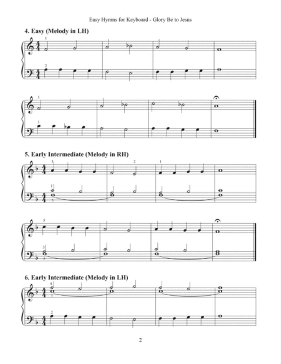 Glory Be to Jesus (Easy Hymns for Keyboard) Piano Method scores gallery preview page 4