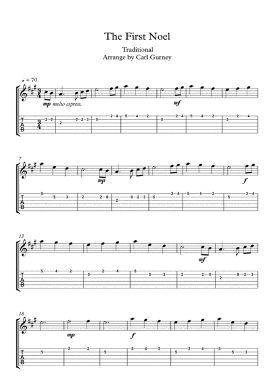 The First Noel The First Noel Acoustic Guitar scores gallery preview page 1