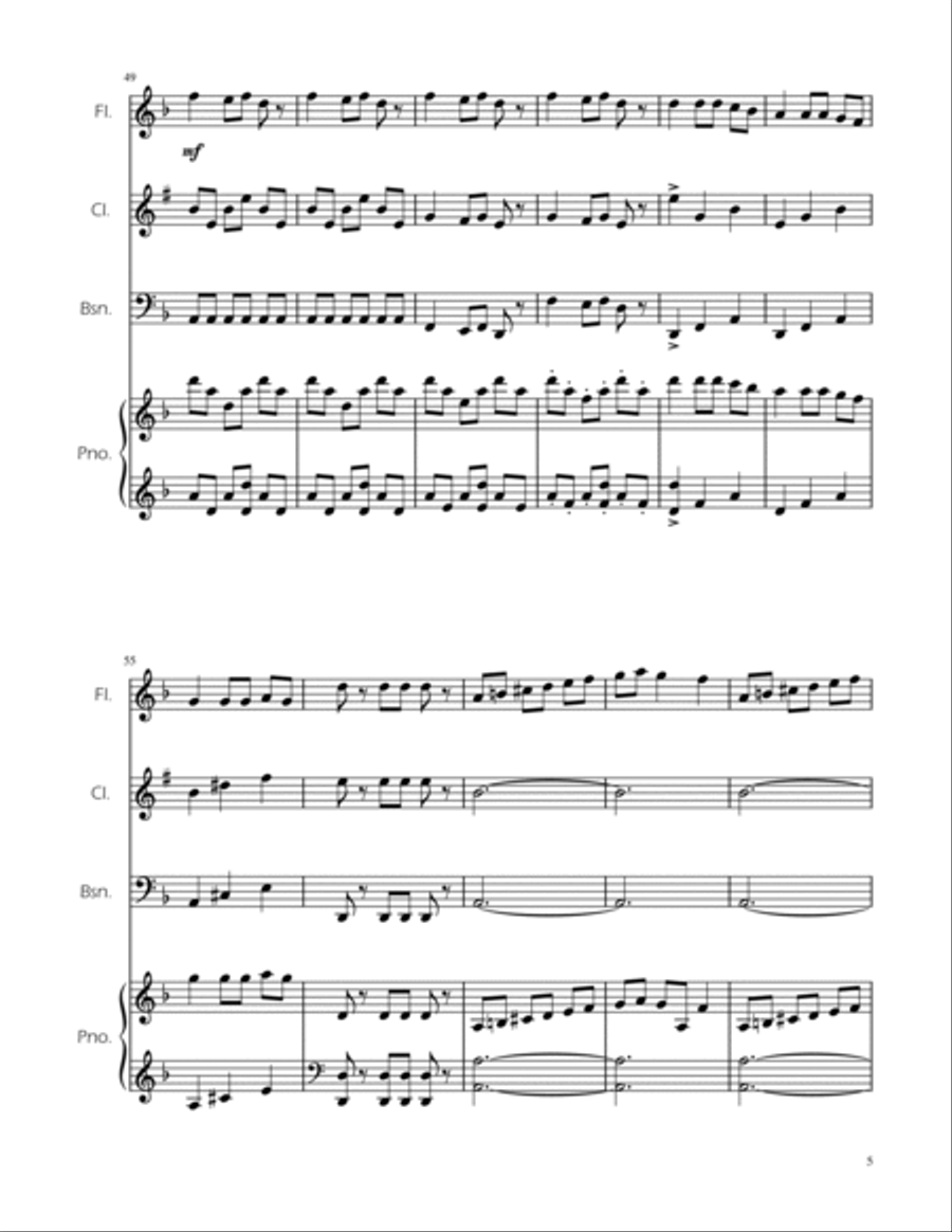 Carol of the Bells - Woodwind Trio w/ Piano Woodwind Trio scores gallery preview page 5