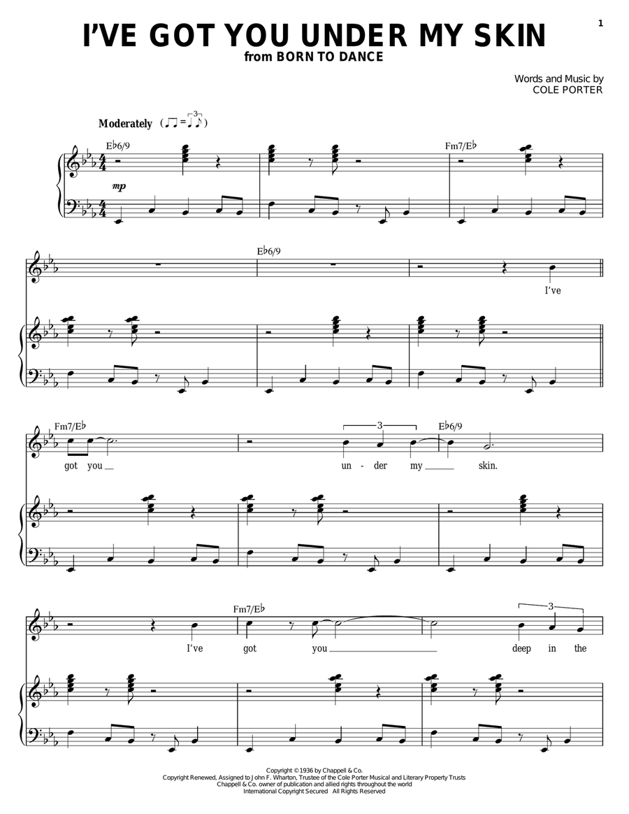 I've Got You Under My Skin Piano, Vocal scores gallery preview page 1