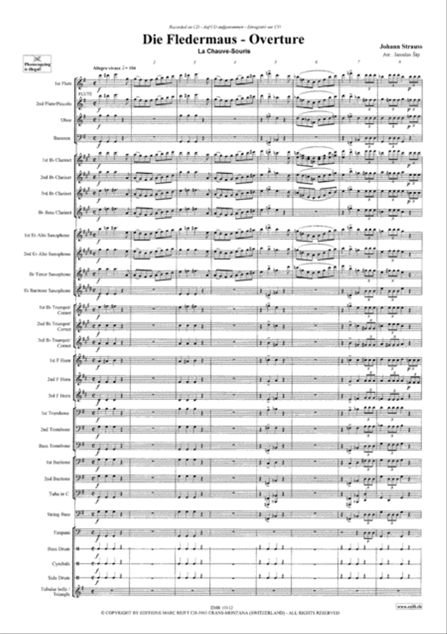 Die Fledermaus Overture Concert Band scores gallery preview page 4
