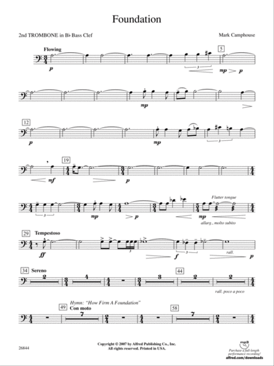 Foundation: (World Part) 2nd B-flat Trombone B.C. Concert Band scores gallery preview page 1