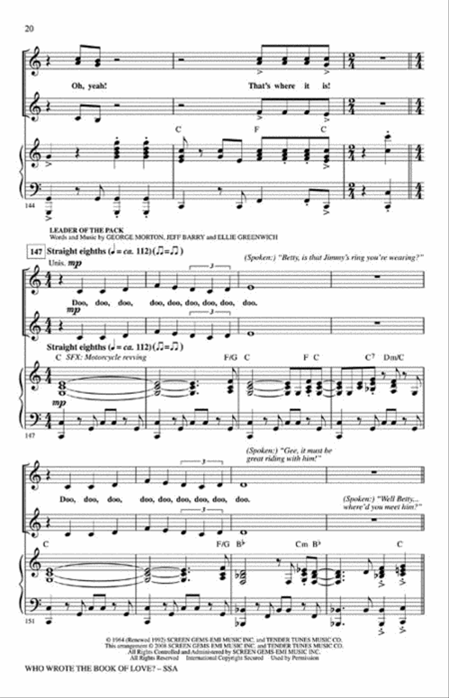 Who Wrote the Book of Love? SSA scores gallery preview page 5