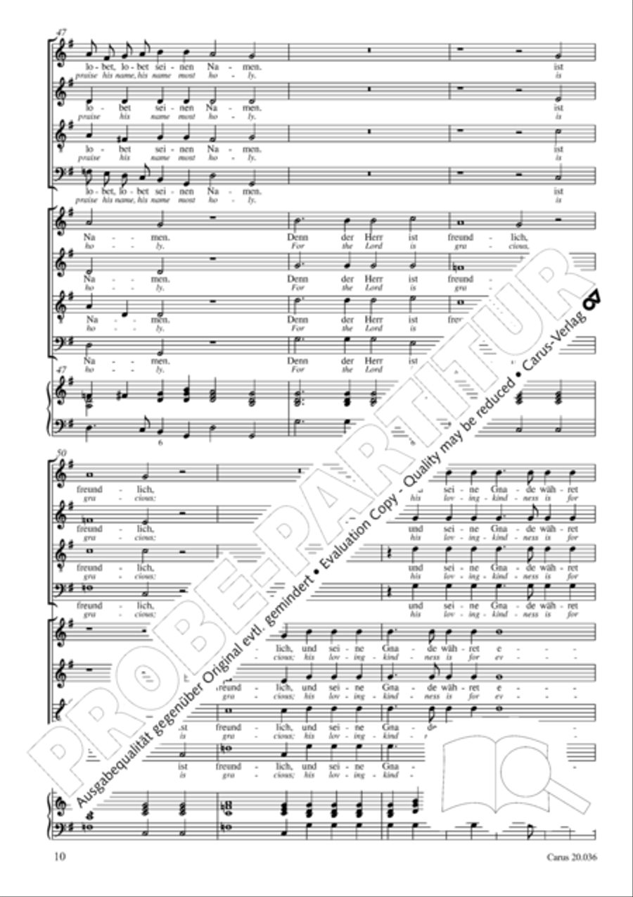 Shout to the Lord, all the earth (Jauchzet dem Herren, alle Welt) 4-Part scores gallery preview page 11