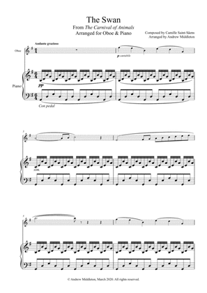 The Swan from The Carnival of Animals arranged for Oboe and Piano