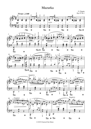 Chopin - Mazurka Op. 67 No.1 for piano solo