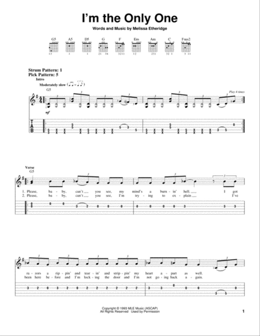 I'm The Only One Acoustic Guitar scores gallery preview page 1