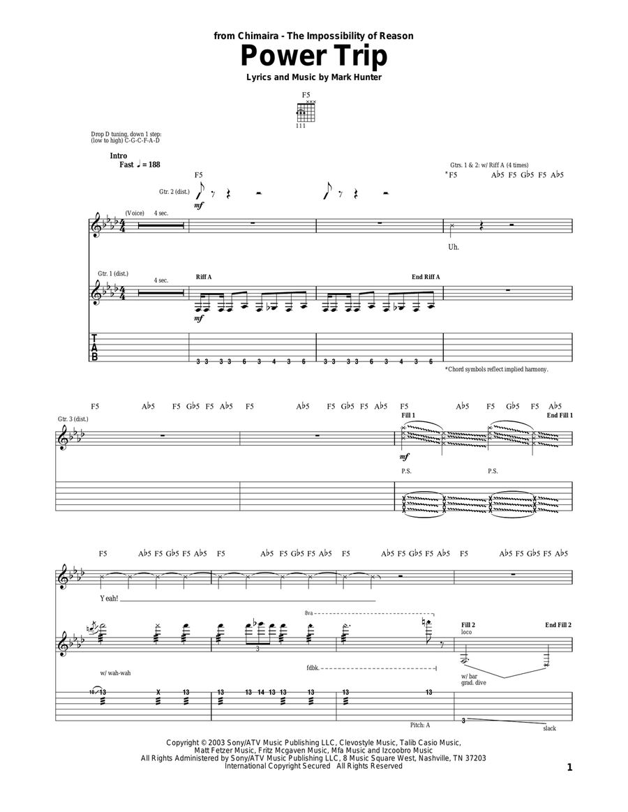 Power Trip Acoustic Guitar scores gallery preview page 1