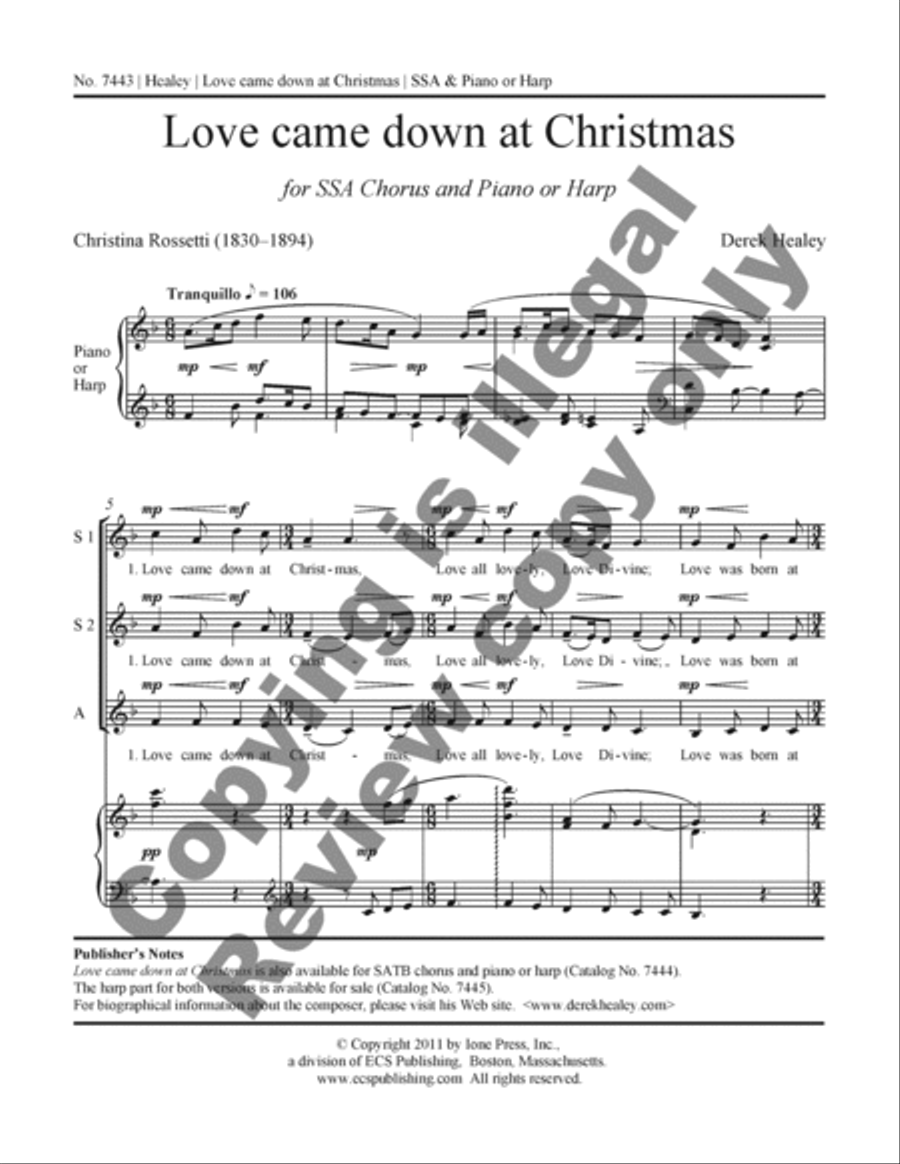Love came down at Christmas (Choral Score) SSA scores gallery preview page 2