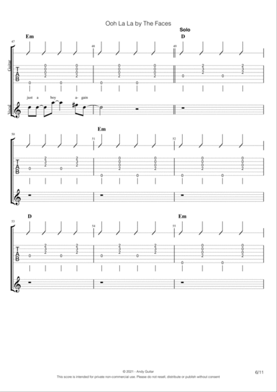 Ooh La La Ooh La La Guitar scores gallery preview page 6