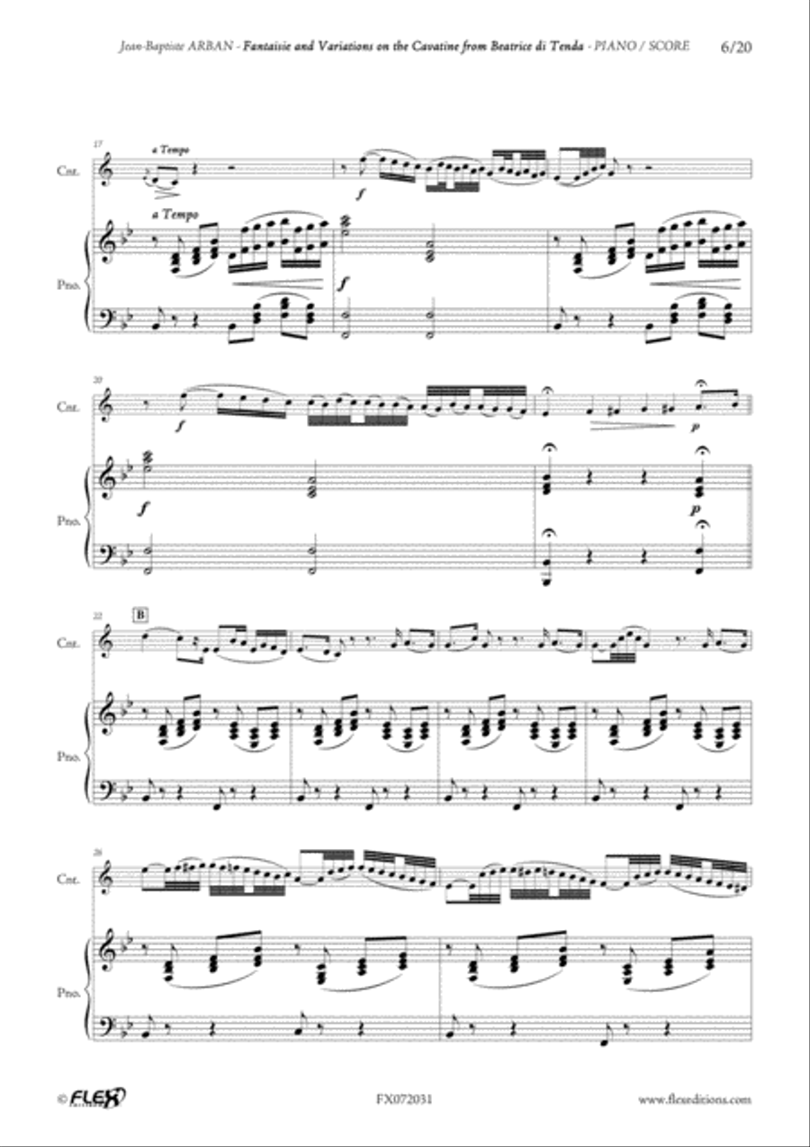Fantaisie and Variations on the Cavatina from Beatrice di Tenda Cornet scores gallery preview page 6