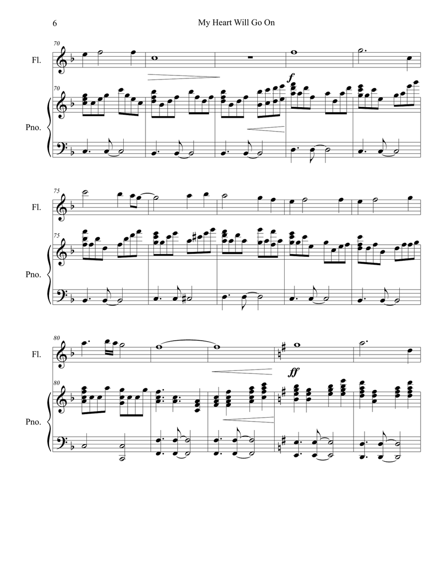 My Heart Will Go On (Love Theme from Titanic) Flute Solo scores gallery preview page 6