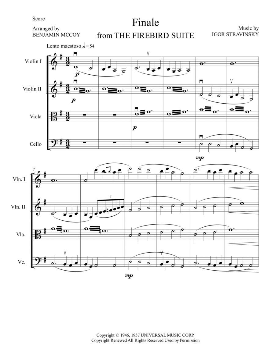 Firebird Suite String Quartet scores gallery preview page 1