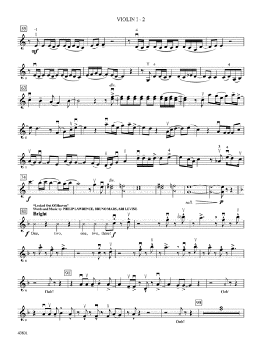Bruno Mars' Greatest Hits: 1st Violin Full Orchestra scores gallery preview page 2